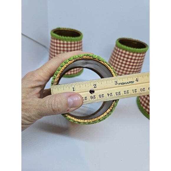 VTG 4 French Country Gingham Red/Green Clip-On Chandelier Lampshades Grannycore - Picture 13 of 15